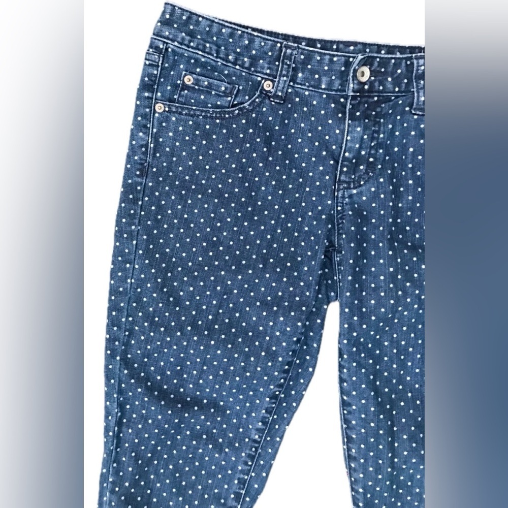 Merona Polka Dot Skinny Jeans Size 4 6 Retro Twee Whimsical Preppy Playful - Picture 2 of 5